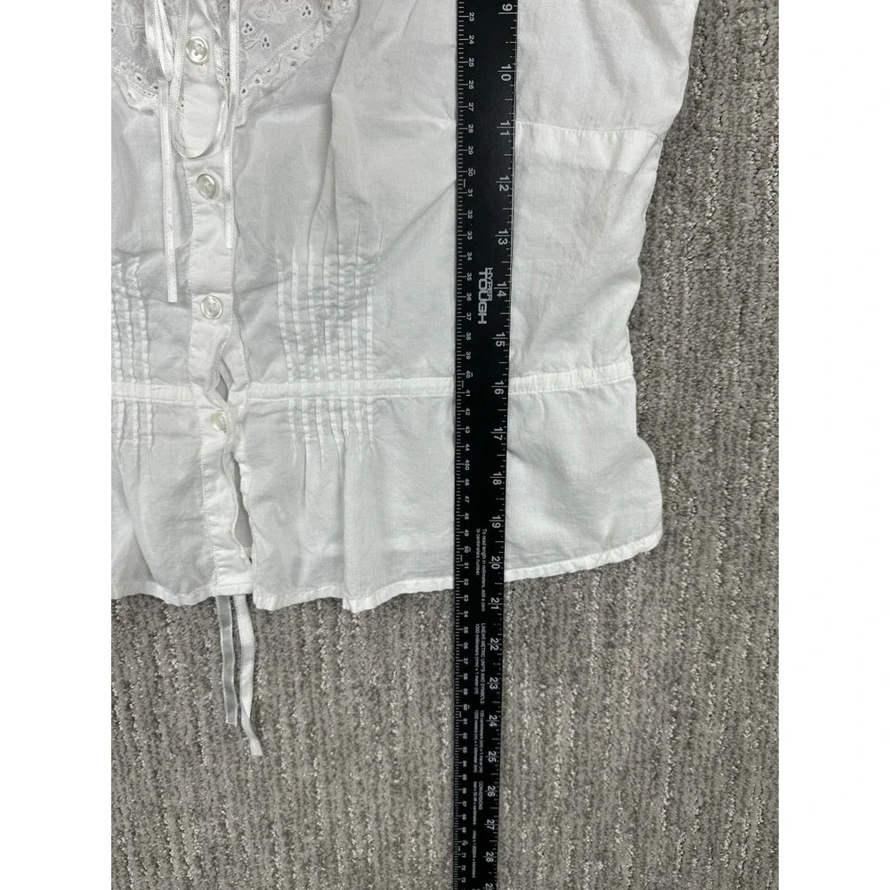 Together Vintage Embroidered Tank Top Large White Floral Boho 90s Dainty Faire